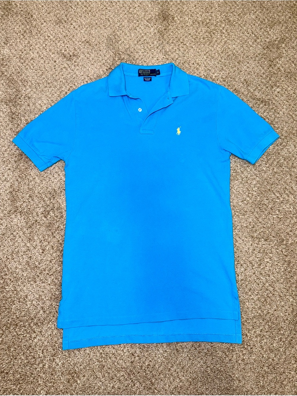 Polo Ralph Lauren Turquoise Blue Polo Shirt Yellow Pony Logo Men’s Small